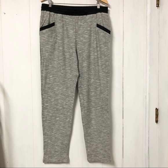 Vero Moda Grey Heather Sweatpants w Faux Leather - Picture 2 of 7